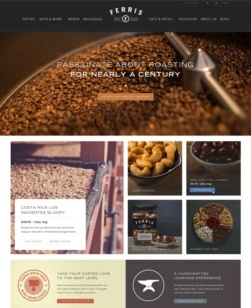 Ferris Coffee website